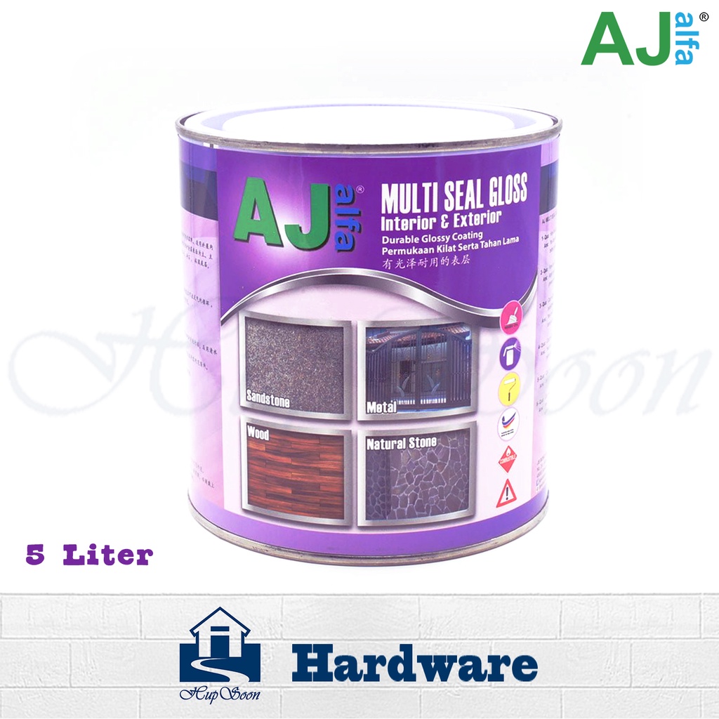 5L AJ alfa Multi Seal Gloss Interior & Exterior Durable Glossy Coating  Stone Metal Wood Sealer Permukaan Kilat 光泽涂料 | Shopee Malaysia