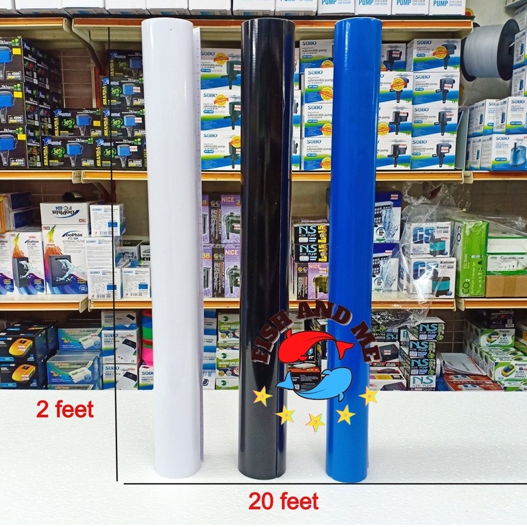 STICKER FOR AQUARIUM BACKGROUND FISH TANK BLUE &BLACK & WHITE ( 1 feet