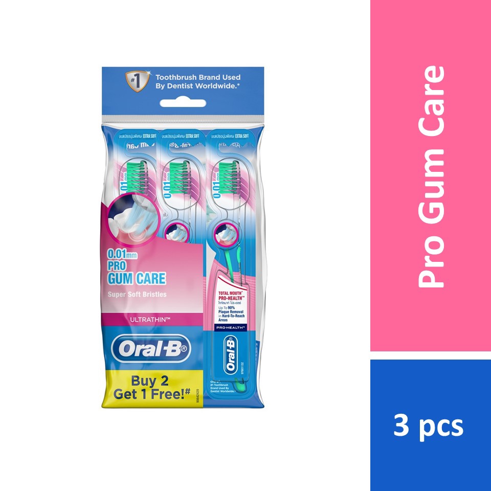 Oral-B UltraThin Pro Gum Care Extra Soft Manual Toothbrush 3s | Shopee ...