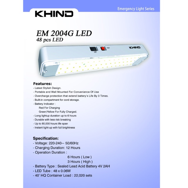 Khind rechargeable deals emergency light