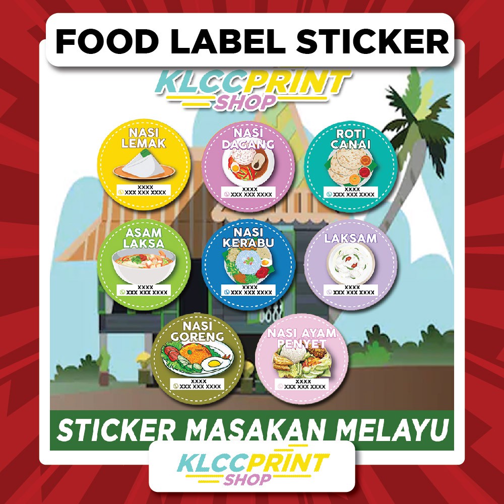 Sticker Label Foods / Sticker Makanan Melayu/Indonesia size 2.5cm to ...