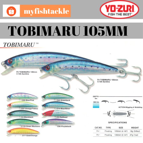 Yo-Zuri Tobimaru 105mm F4 Free Shipping Mackerel Tenggiri Casting