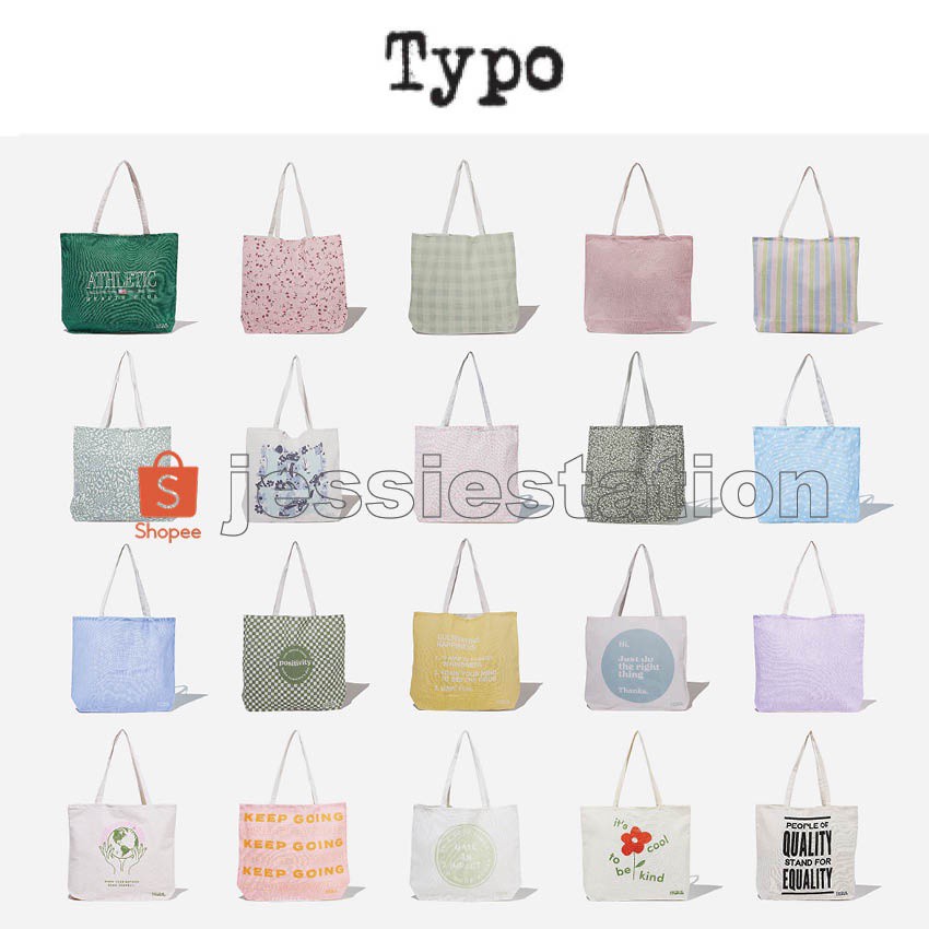 beg tangan Foundation Cotton On Brands Tote Bag Approx. 45cm x 35cm TYPO Shopee Malaysia