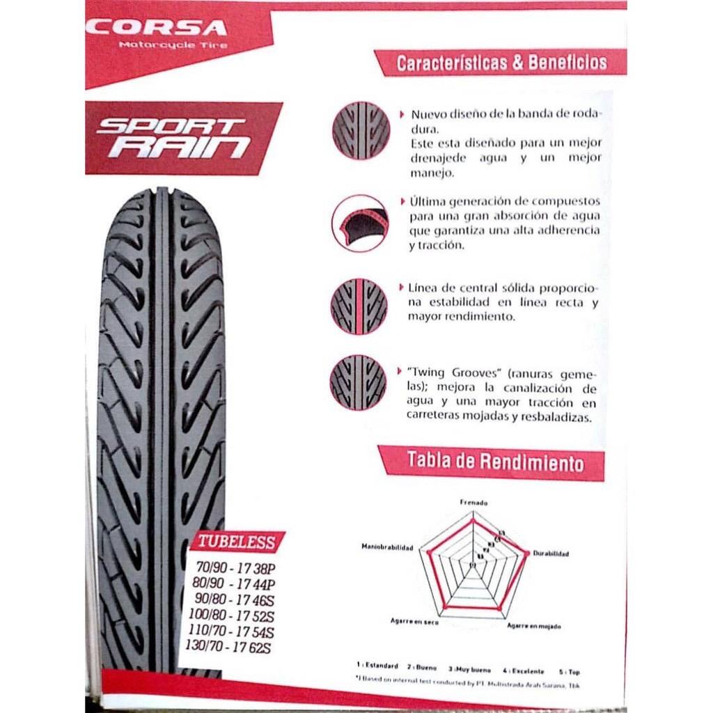 Corsa Sport Rain TUBELESS TYRE TL TIRE TAYAR 2022 2023 YEAR 70/90 & 80/