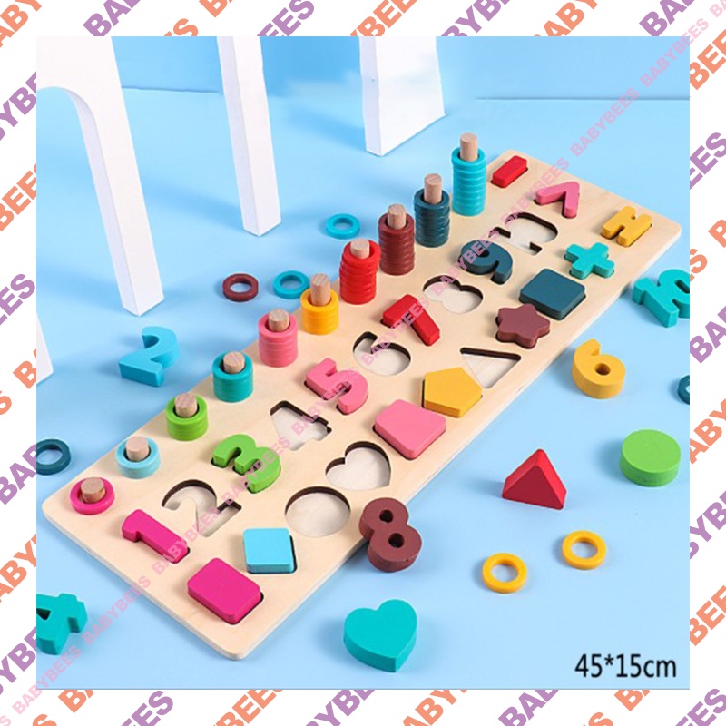 BabyBeesMY Kids Early Learning Montessori toys Wooden Number abc Puzzle ...