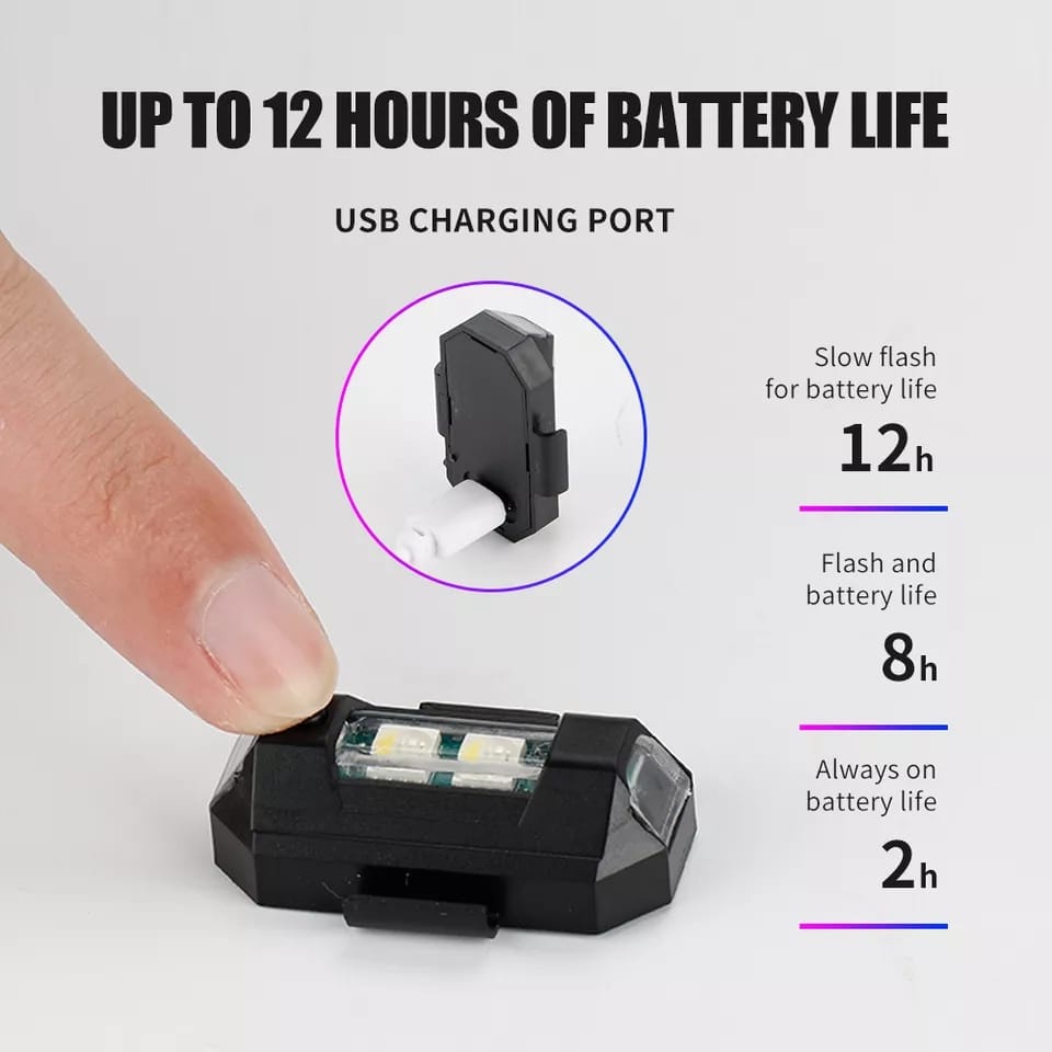 1Pcs Car Motorcycle bikes cycling echargeable flashing lights 7 Colour modified drones aircraft