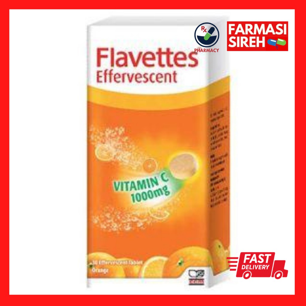 Flavettes Effervescent Vitamin C 1000mg Orange Flavour 30 tablets (EXP