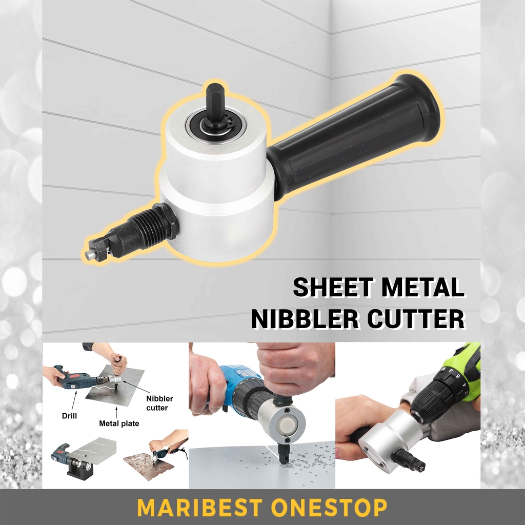 Electric Drill Plate Cutter Metal Cutting Double Head Sheet Nibbler Saw  Cutter Electric Drill Attachment Free Cutting Tool