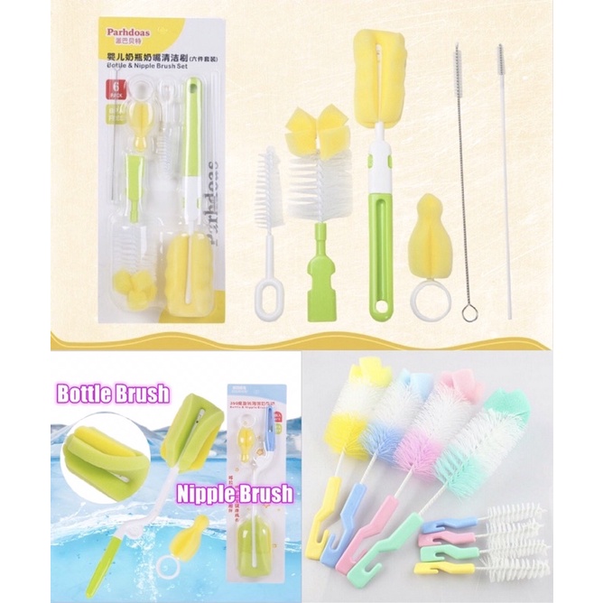 🐳6pcs 2pcs Baby Bottle Cleaning Set Milk Bottle Sponge Brush Teat Straw