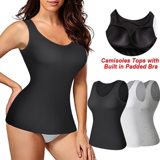 Women Cami Body Shaper Bra Tank Top Tummy Control Slimming Camisole Vest  Padded
