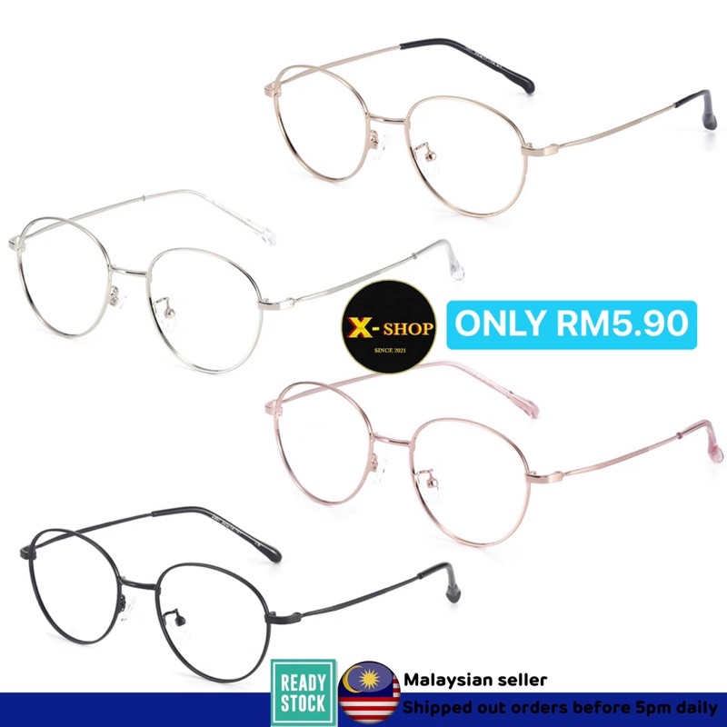 🇲🇾Korea Style Cermin Mata Unisex Spectacle Frame Clear Lens Round