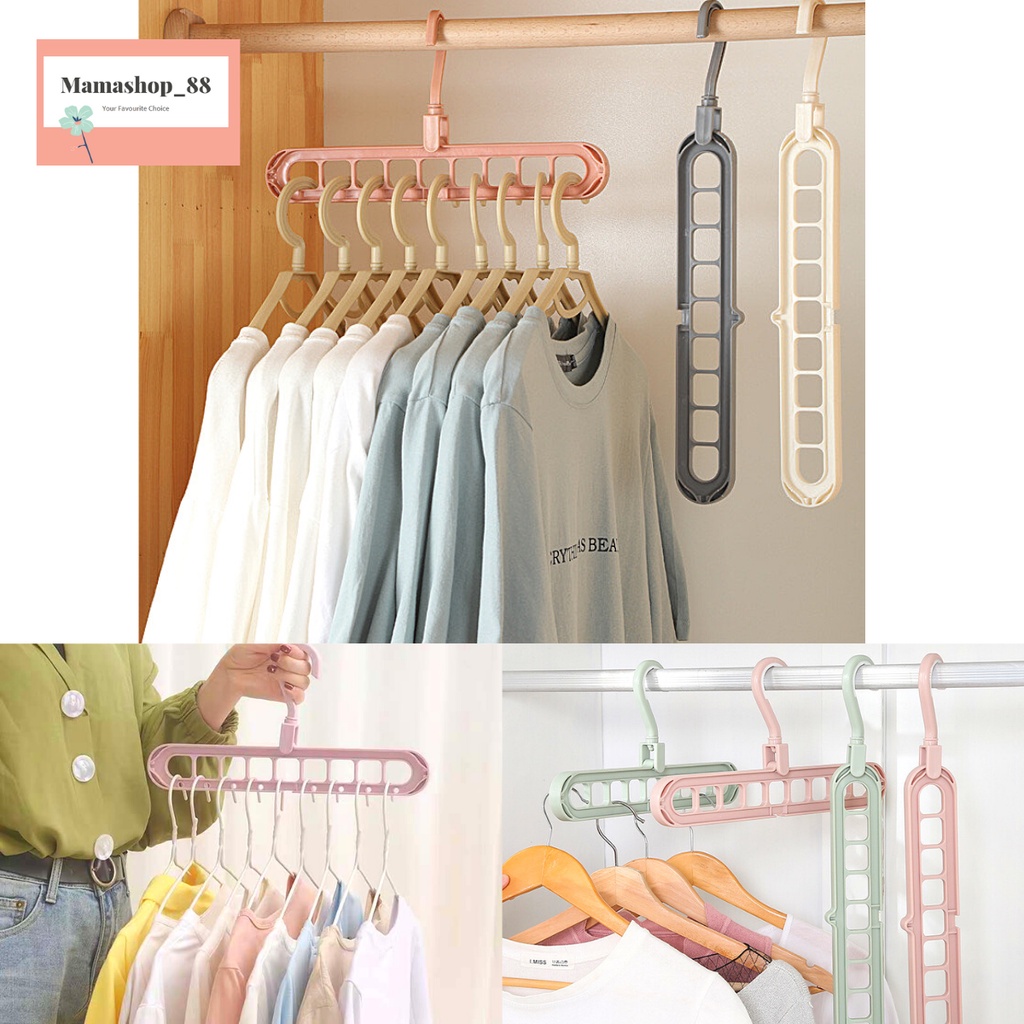 1pc 9-hole Rotating Magic Clothes Hanger For Storage And