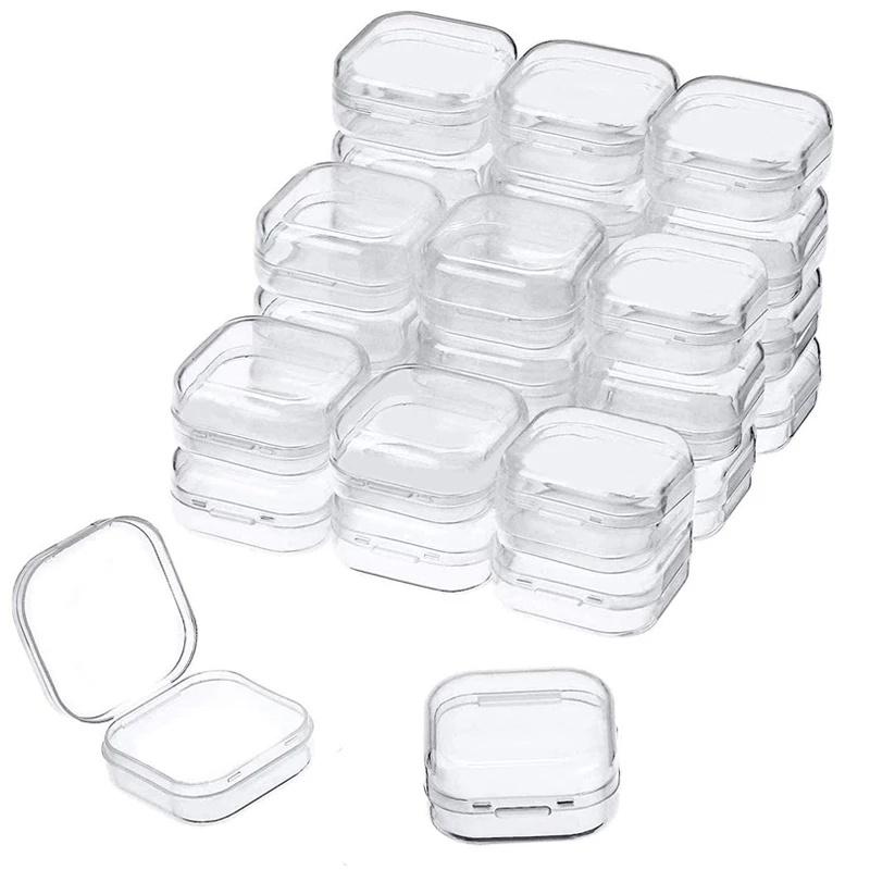 5Pcs Mini Portable Clear Plastic Storage Box Square Box for Earring ...