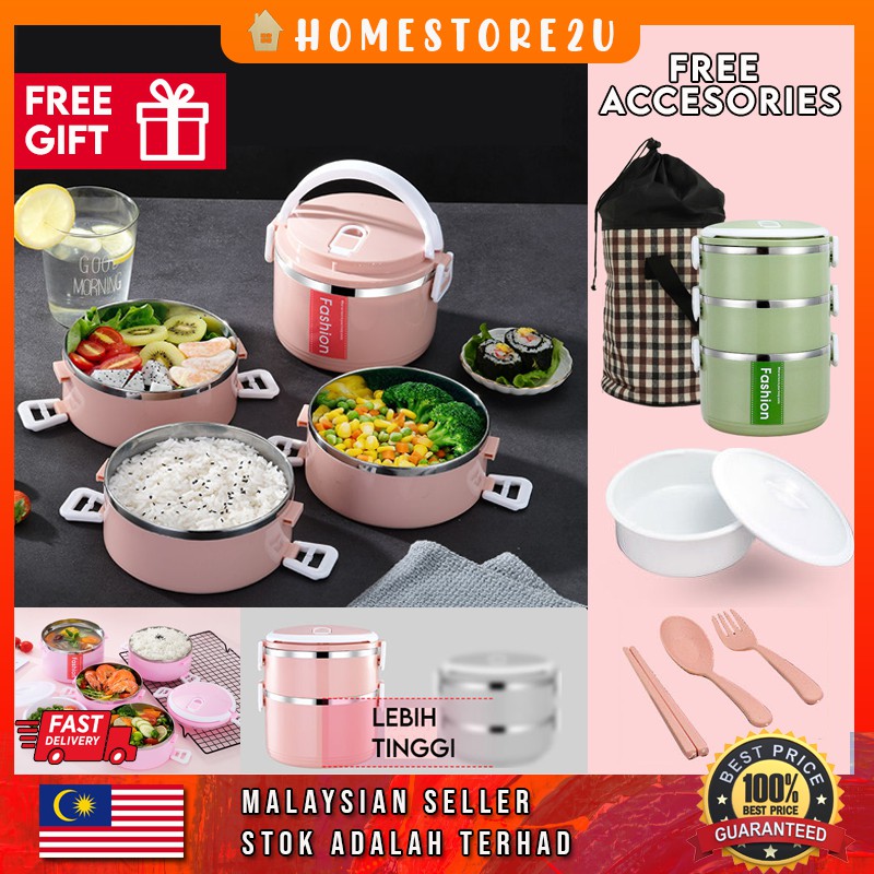 Insulated lunch box multi layer Stainless steel cute bento box 3 Tier ...