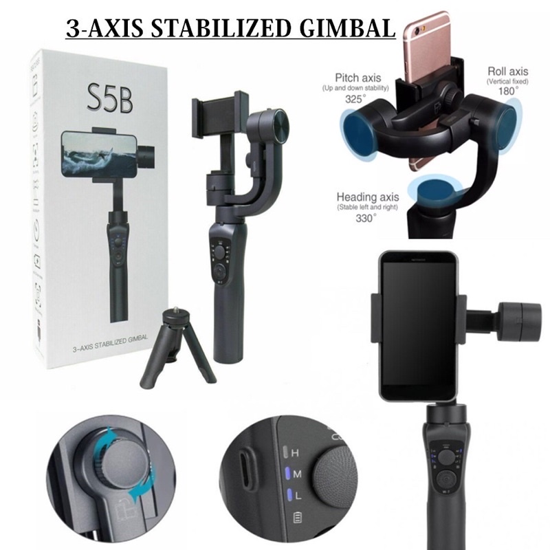 [NEW] S5B 3 Axis Bluetooth Handheld Gimbal Stability Video Record ...