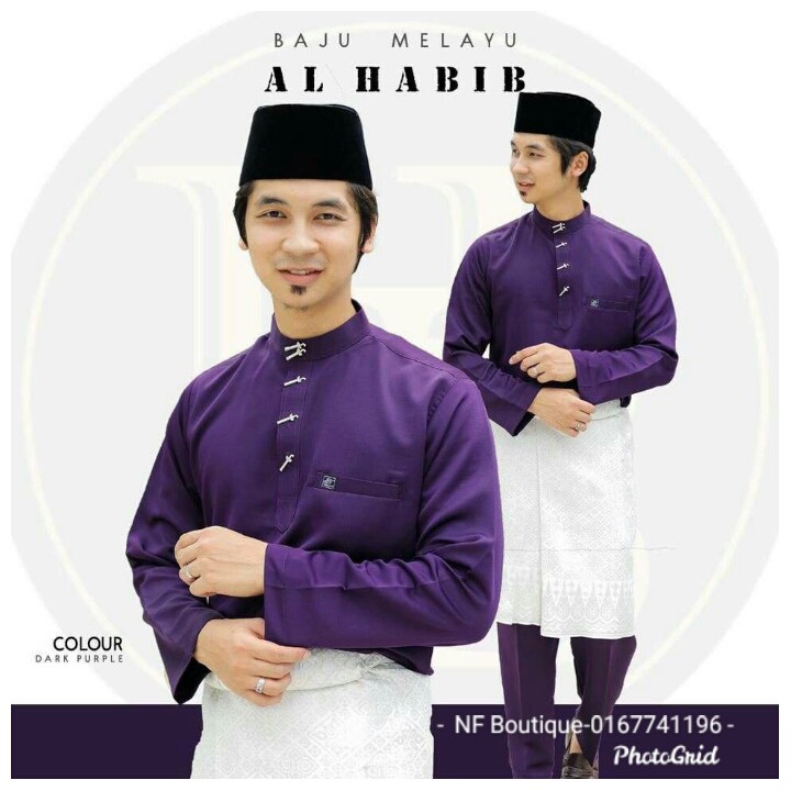 Terkini Baju Melayu Moden Al Habib Warna Dark Purple Sesuai Untuk