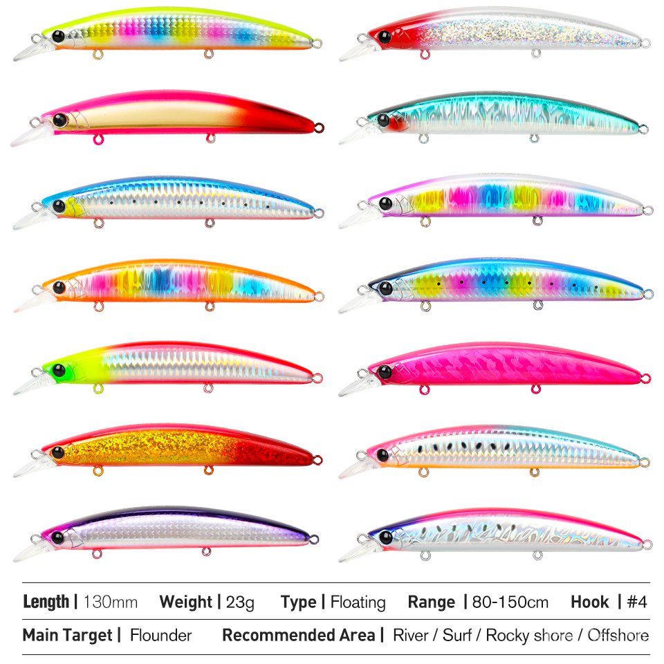 TSURINOYA 130F Floating Minnow Fishing Large Lure 130mm 23g TWINKLE ...