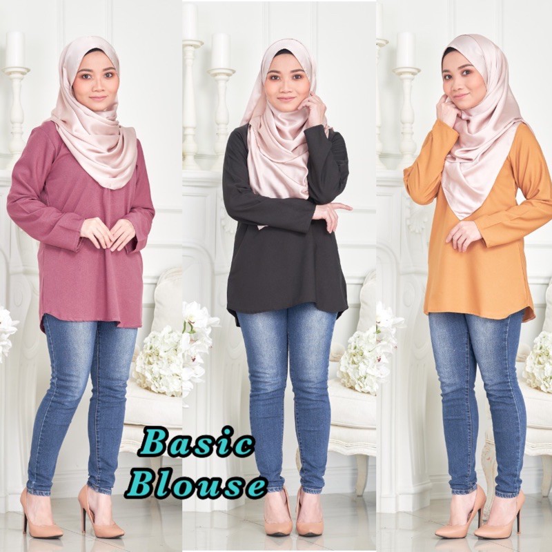 Basic Muslimah Blouse Murah/Baju Muslimah Labuh/Kain como crepe ...