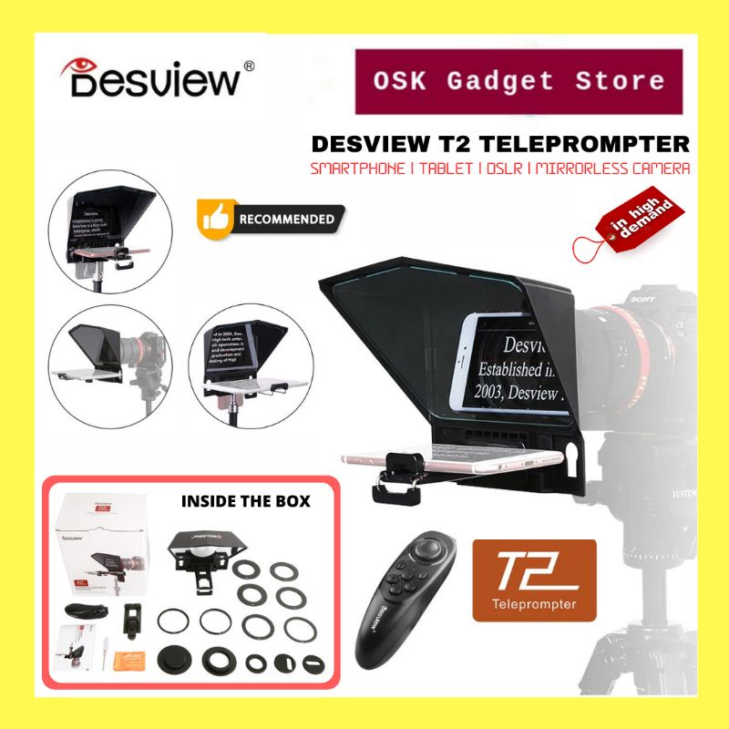 Desview T2 Teleprompter For Smartphone Tablet DSLR Teleprompter With