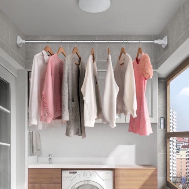 Adjustable Stainless Steel Curtain Rod drying rack clothes spring Bar curtain rod shower