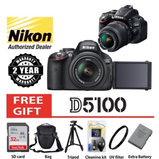 Nikon d5100 kit 18-55mm VR FREE extra battery original/bag/tripod ...