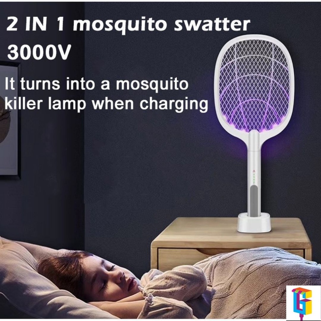 2 in 1 Electric Insect Racket Mosquito Swatter USB Rechargeable / Dual
