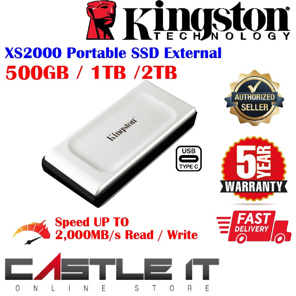 Kingston XS2000 Portable SSD External Solid State Drive 500GB 1TB 2TB (SXS2000/500G / SXS2000