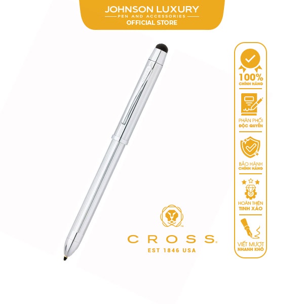 Cross Tech3 + Multi-Function Glossy Chrome-Plated Dry Ballpoint Pen ...