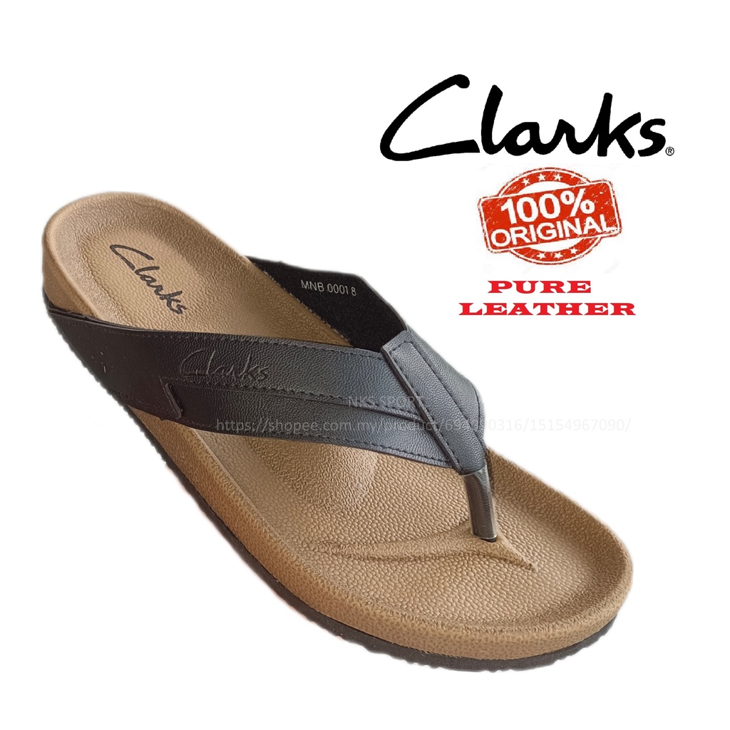 Clarks mens best sale leather flip flops