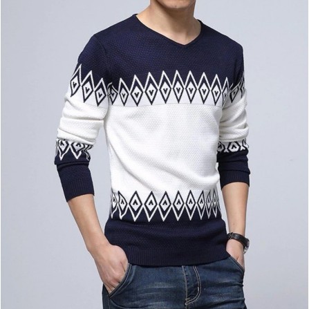 Zeru Navy Tribal Knitwear Sweater Shopee Malaysia