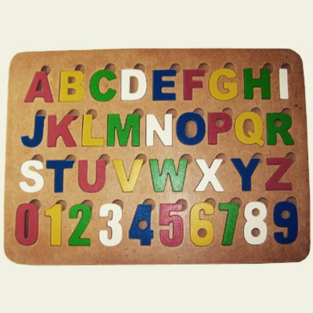 KAYU Uppercase letter number Puzzle / wooden educational toy / knowing ...