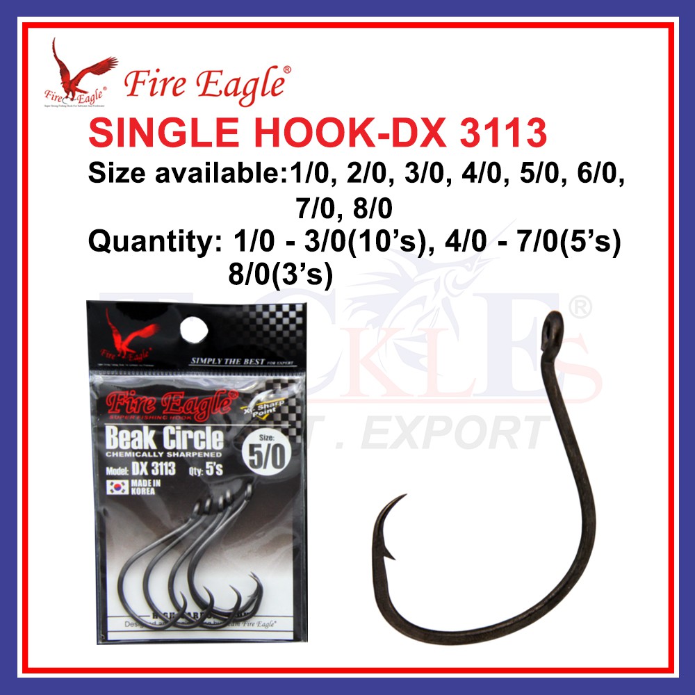 Fire Eagle Single Hook Beak Circle DX 3113 Made In Korea Fishing
