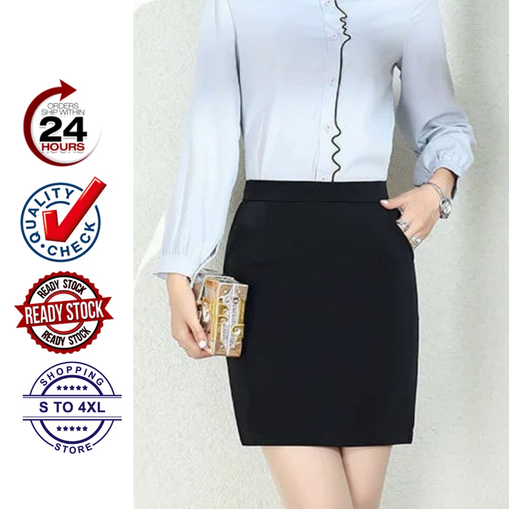 Black High Waist Pencil Skirt/under Knee Tight Skirt/office Black Skirt 