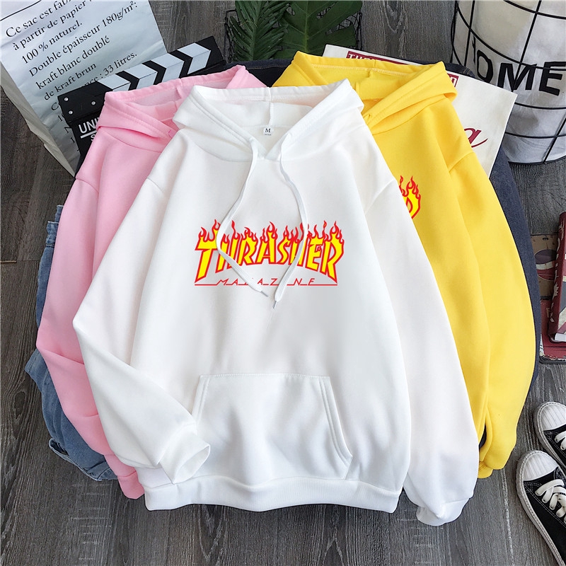 Pink and clearance yellow thrasher hoodie