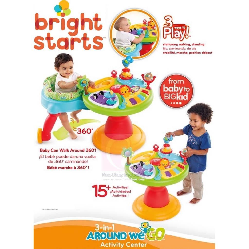 Bright starts zippity zoo 3 in 1 sale around we go activity table seat baby walker