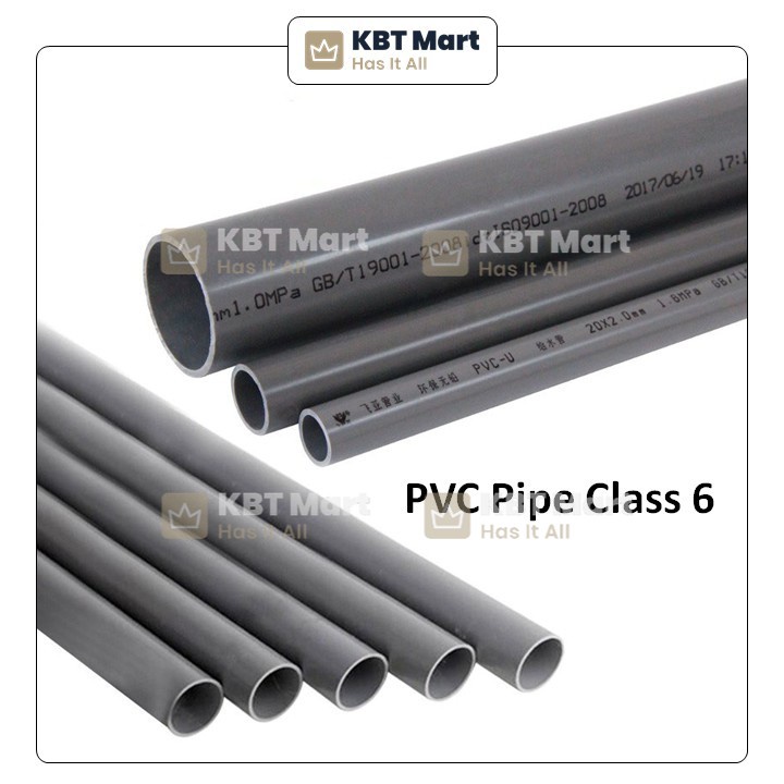 1 Feet Class 6 PVC Pipe 15mm 20mm 25mm Water Pipe Paip Air Kelabu