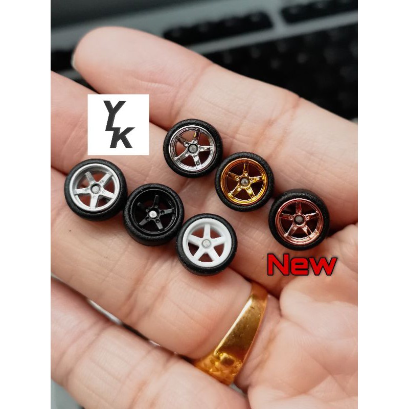1/64 rubber tayar getah rim - 5 spoke (oem) 1/ 64 hot wheels | Shopee ...