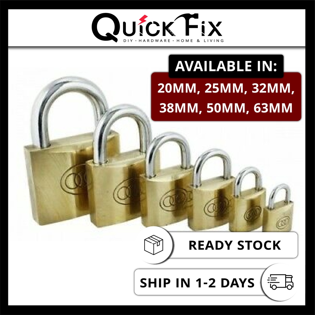 QuickFix TriCircle Brass Pad Lock 20MM 25MM 32MM 38MM 50MM 63MM Tri