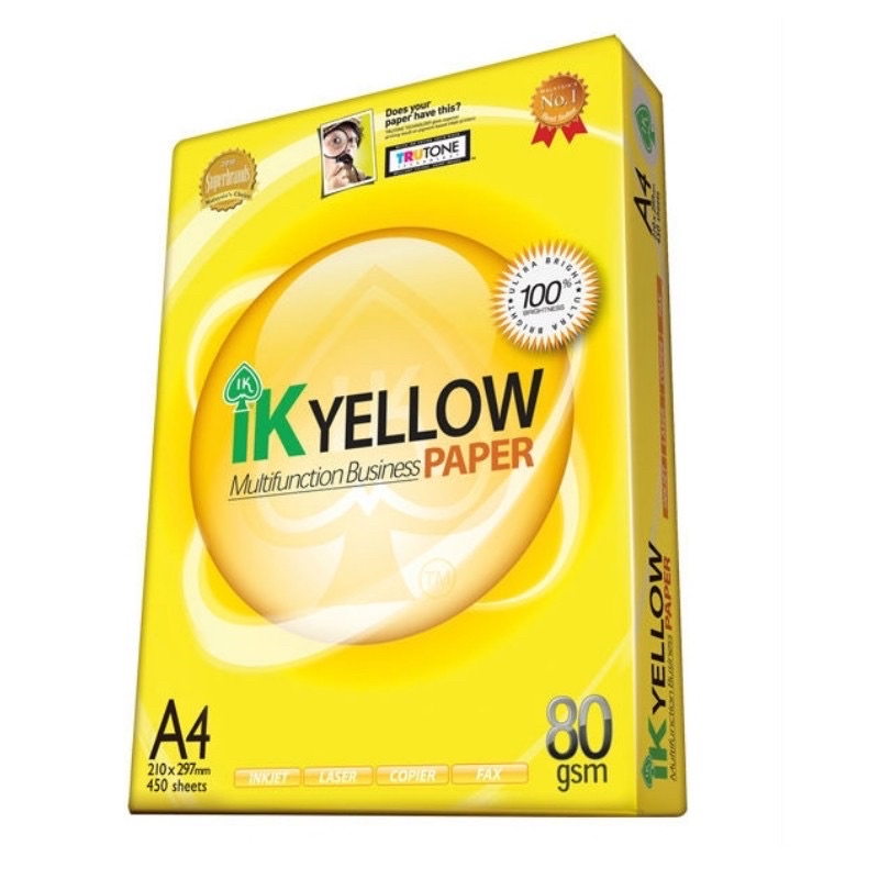 A4 Paper Double A 80gm / 70gm IK Yellow 80gm | Shopee Malaysia