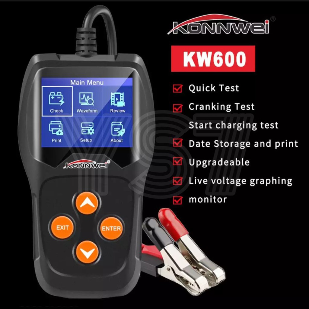 [NEW STOCK 2022] ORIGINAL KONNWEI KW600 12V Car Motorcycle Battery Tester Car Quick Cranking