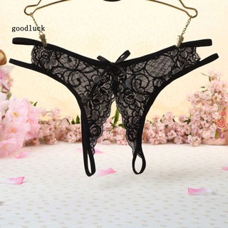 ❣NSNK❣Lace Panties Crotchless Underwear Thongs Women G-string Sexy Floral  Bow Briefs