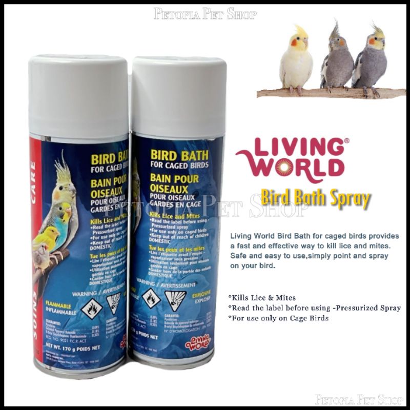 Bird Bath Spray For Caged Birds Domestic Parrots Kill Lice & Mites