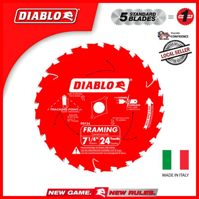 DIABLO Blade 7 1/4 inch 24T Tracking Point D0724X/D0724A | Mata Gergaji ...