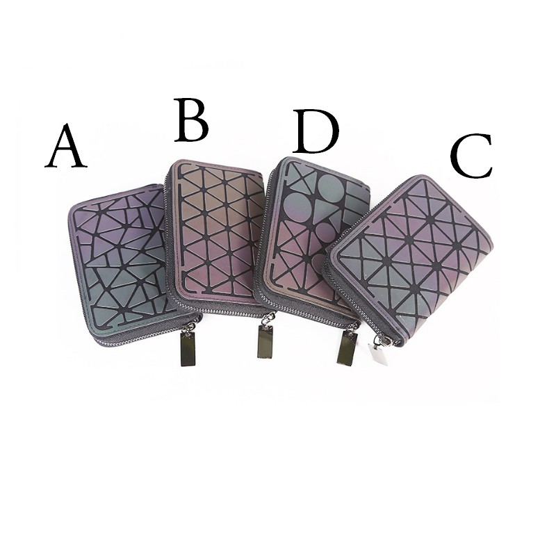 Women Geometric Luminous Clutch Bags Multi functional Long Wallet