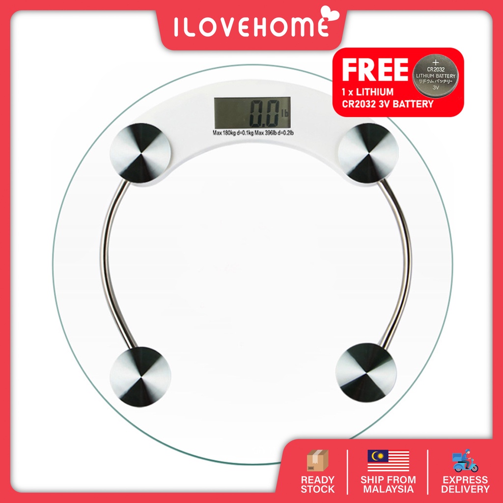 26cm Round Digital LCD Tempered Glass Body Scale Bathroom Losing Weight Digital Electronic Body Weighing Scale