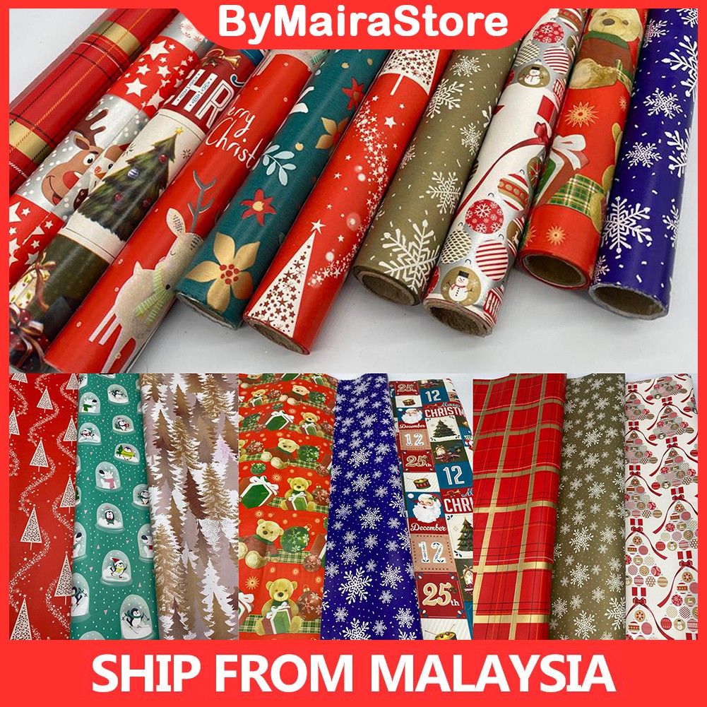 BMS CHIRSTMAS THEME 3 METER LONG HIGH QUALITY 3 WRAPPING PAPER ROLLS ...