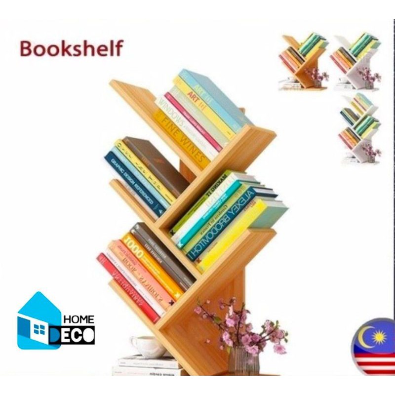 💥Home Decor💥 Rak Moden Penyimpanan Buku Atas Meja Bentuk Pokok | Shopee ...