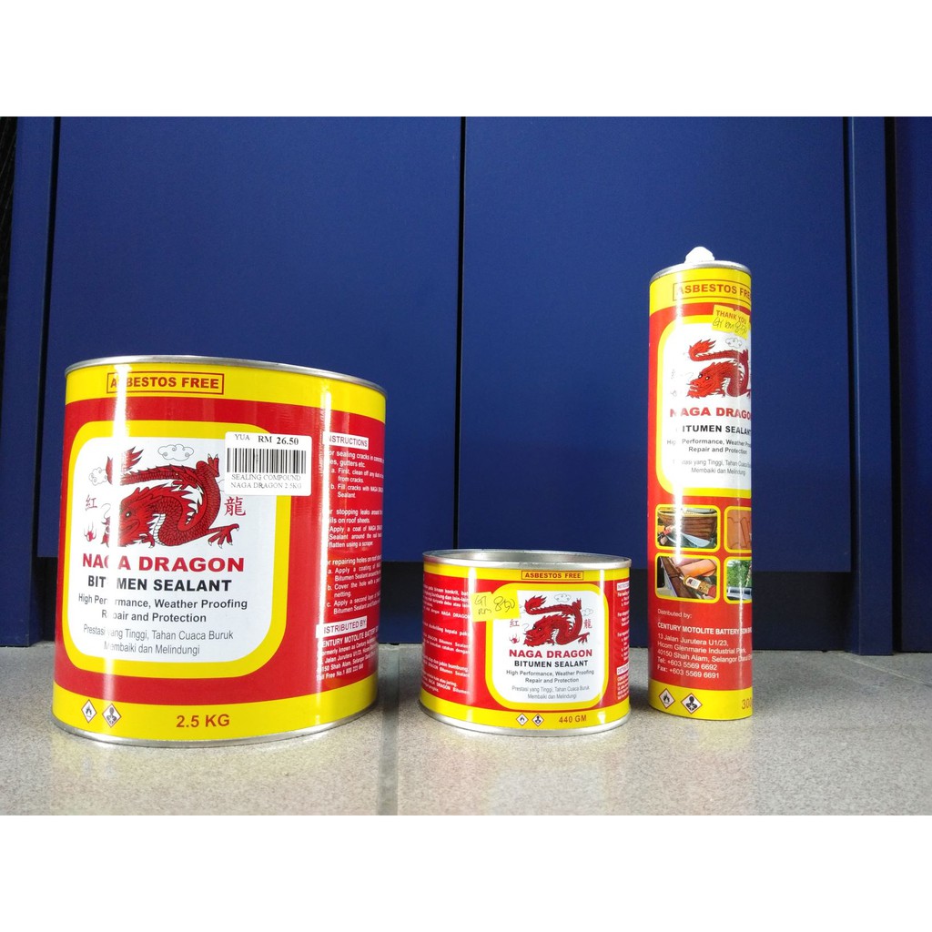Bitumen Sealant Naga Dragon Bitumen Sealant / 黑油膏 2.5kg / 440gm / 300gm ...