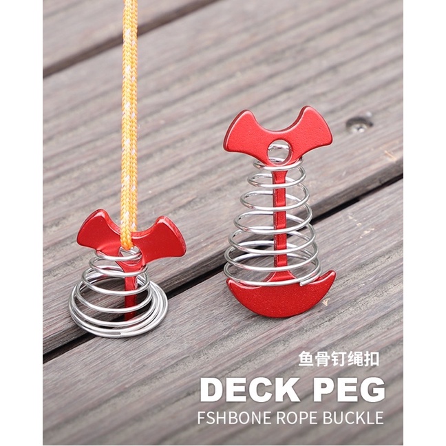 1P - Adjustable Plank Floor Spring Fishbone Anchor Tent Pegs Buckle ...
