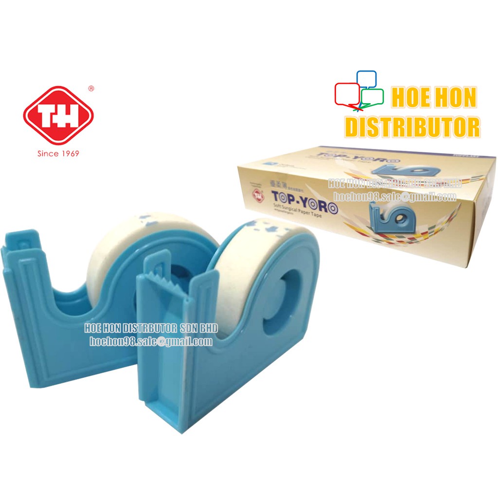 Top Yoro Soft Surgical Paper Tape + Dispenser 1.25cm x 9.1m (10 yards